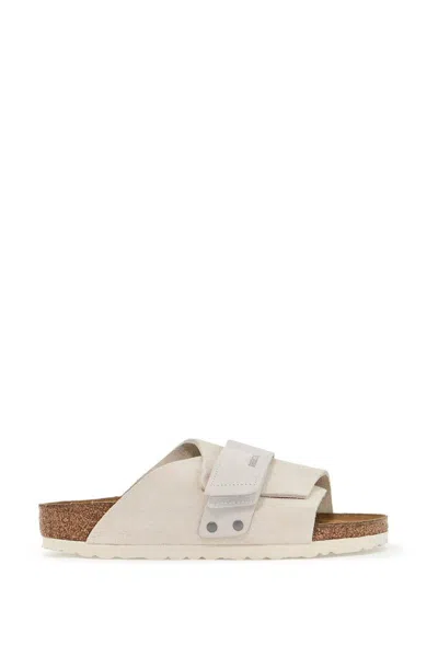 Birkenstock Slides Kyoto In Nabuk In White