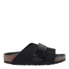 Birkenstock Kyoto Suede And Nubuck Leather Slides In Black