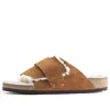 Birkenstock Kyoto Shearling Suede Leather 'mink' In Brown