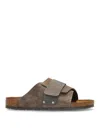 Birkenstock Kyoto Logo Embossed Mix Leather Slides