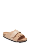 Birkenstock Kyoto Nubuck Leather Slides In Beige