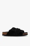 Birkenstock Kyoto Suede And Nubuck Leather Slides In Black