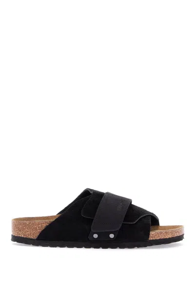 Birkenstock Kyoto Suede And Nubuck Leather Slides In Black