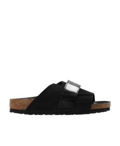 Birkenstock Kyoto Suede Flat Sandals In Black