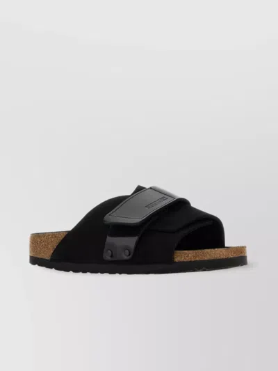 Birkenstock Kyoto Suede Flat Sandals In Black