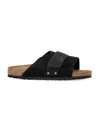Birkenstock Kyoto Suede Nubuck Sandals In Black