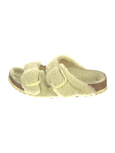 Pre-owned Birkenstock Lamb Fur Slides In Yellow