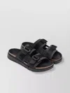 Birkenstock Leather And Textile Slipper With Buckle Detail In Black