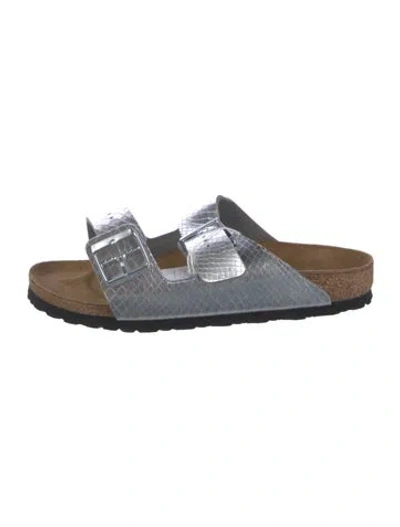 Pre-owned Birkenstock Leather Animal Print Sandals W/ Tags In Gray