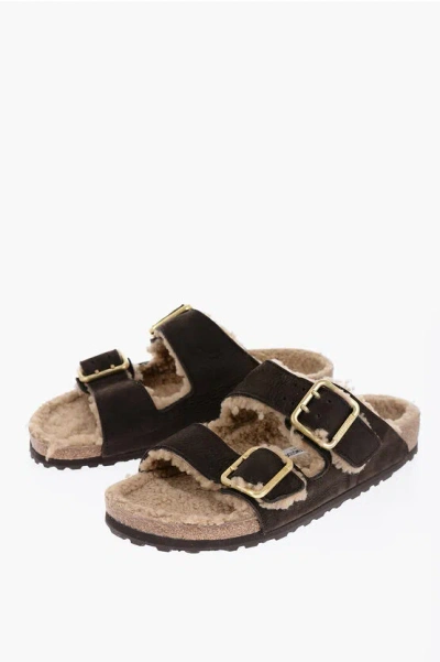 Birkenstock Leather Arizona Sandals With Double Buckle In Black