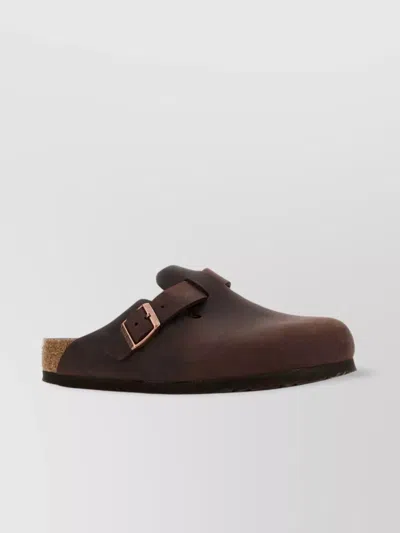 BIRKENSTOCK LEATHER BOSTON SLIPPERS BUCKLE DETAIL