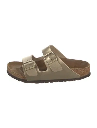Pre-owned Birkenstock Leather Colorblock Pattern Slides In Black