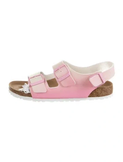Pre-owned Birkenstock Leather Colorblock Pattern Slingback Sandals In Pink