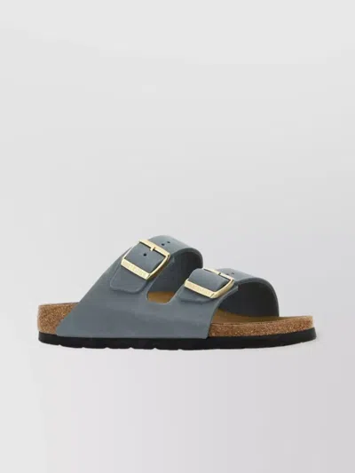 Birkenstock Powder Blue Leather Arizona Slippers In Grey