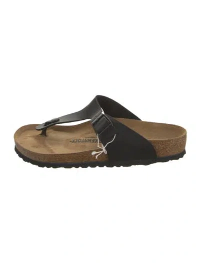 Pre-owned Birkenstock Leather Flip Flops W/ Tags In Black