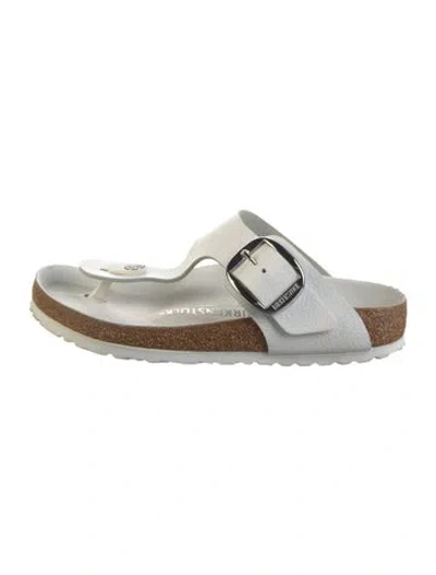 Pre-owned Birkenstock Leather Flip Flops In White