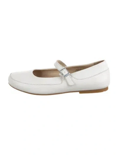 Pre-owned Birkenstock Leather Mary Jane Flats In White
