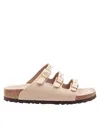 Birkenstock Triple Buckle Cork Sole Sandals In Brown