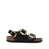 Birkenstock Milano Big Buckle I Lacquered Leather Sandal Color Bla