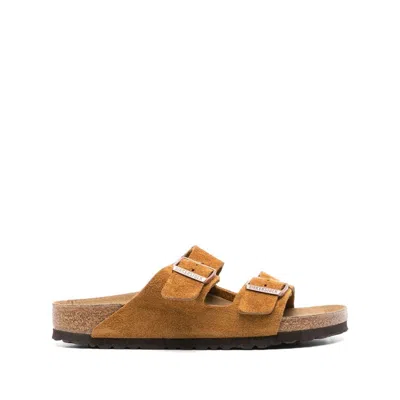 Birkenstock Sandali Slip-on 'arizona' Con Logo Inciso In Suede E Sugero Marrone Donna In Brown
