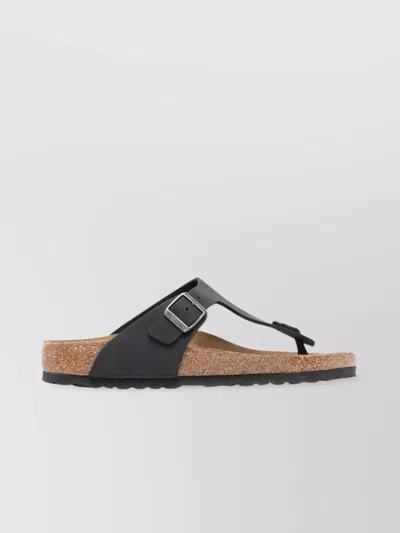 Birkenstock Leather Sandals Oiled Rubber Sole In Black