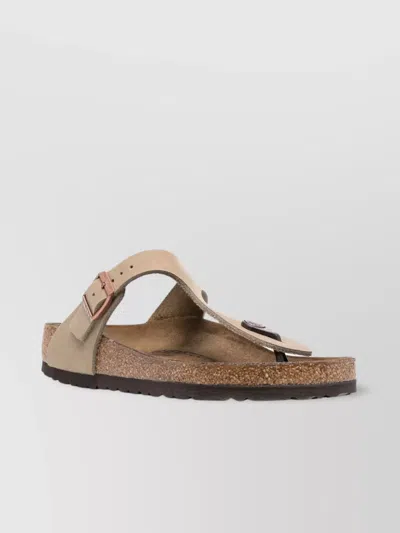 Birkenstock Leather Sandals With Buckle Detail And Flat Sole