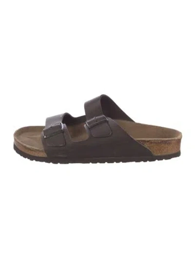 Pre-owned Birkenstock Leather Slides In Black