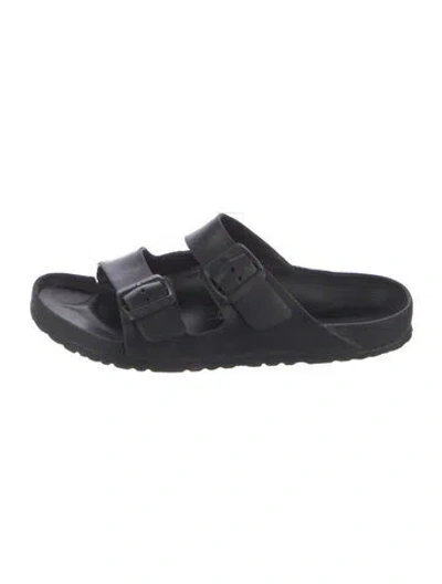 Pre-owned Birkenstock Leather Slides In Black