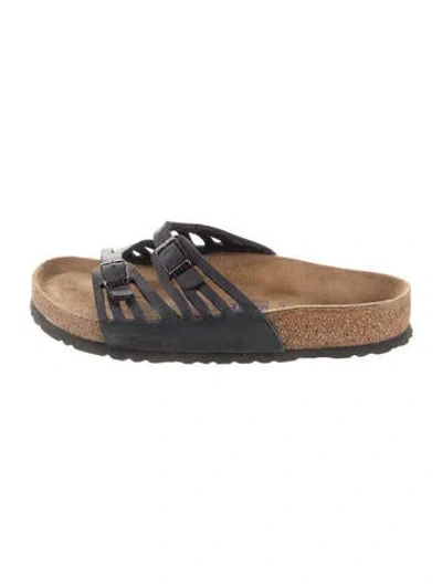 Pre-owned Birkenstock Leather Slides In Black