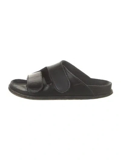 Pre-owned Birkenstock Leather Slides In Black