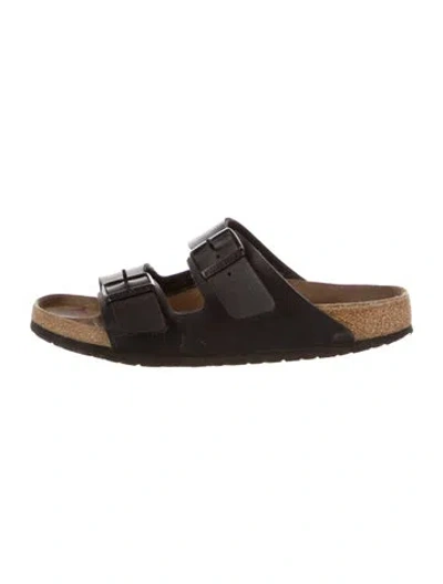 Pre-owned Birkenstock Leather Slides In Brown