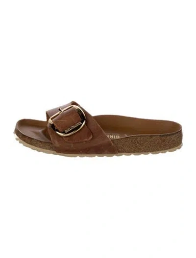 Pre-owned Birkenstock Leather Slides In Brown