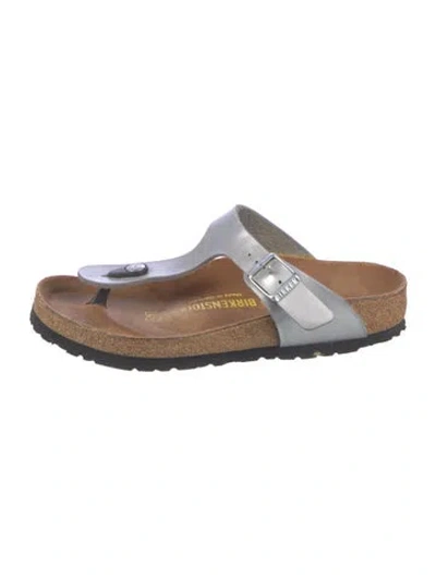 Pre-owned Birkenstock Leather Slides In Gray