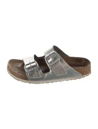 Pre-owned Birkenstock Leather Slides In Gray
