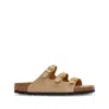 Birkenstock Beige Leather Florida Slippers