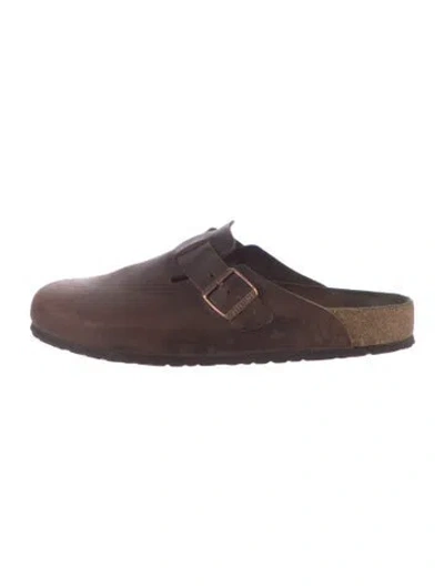Pre-owned Birkenstock Leather Slippers In Brown