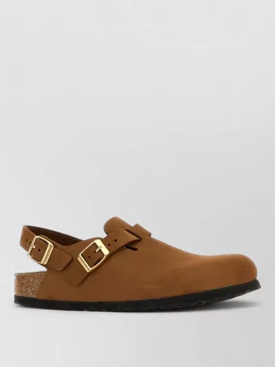 Birkenstock Leather Tokyo Flat Sole Open Back Slippers In Brown