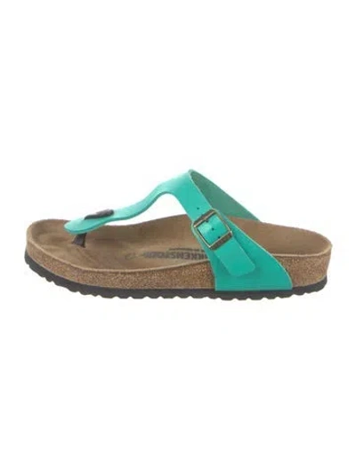 Pre-owned Birkenstock Leather T-strap Sandals In Green