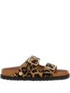 Birkenstock Leopard Adjustable-buckles Sandals In Brown