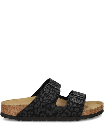 Birkenstock Leopard-print Buckle Sandals In Black