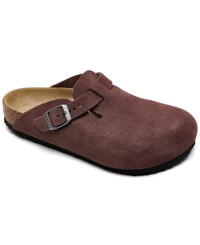 Birkenstock Little Kids Boston Suede Leather Clogs From Finish Line In Burgundy