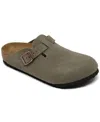 Birkenstock Little Kids Boston Suede Leather Clogs From Finish Line In Stone