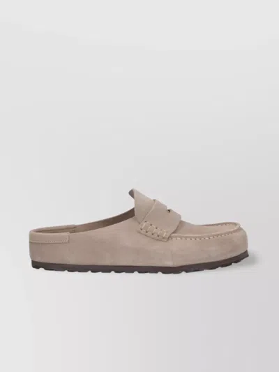 Birkenstock Loafers With Round Toe And Suede Upper In Neutral