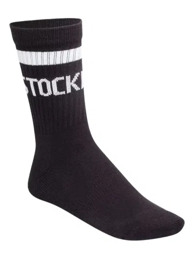Birkenstock Striped Logo-lettering Socks In Black