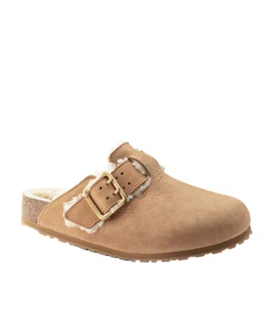 Birkenstock Logo Buckle Muller Shoes In Nude