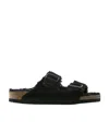 Birkenstock 'arizona' Black Sandals With Logo Lettering On The Buckle In Black