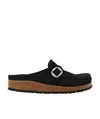 Birkenstock Black Buckley Shearling Suede Slip-on Shoes In Black
