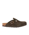 Birkenstock Boston Suede Slippers In Brown