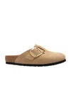 Birkenstock Boston Big Buckle Leather Clogs In Brown