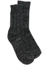 Birkenstock Logo-patch Ribbed-knit Socks In 黑色